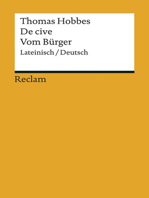 cover image of De cive / Vom Bürger